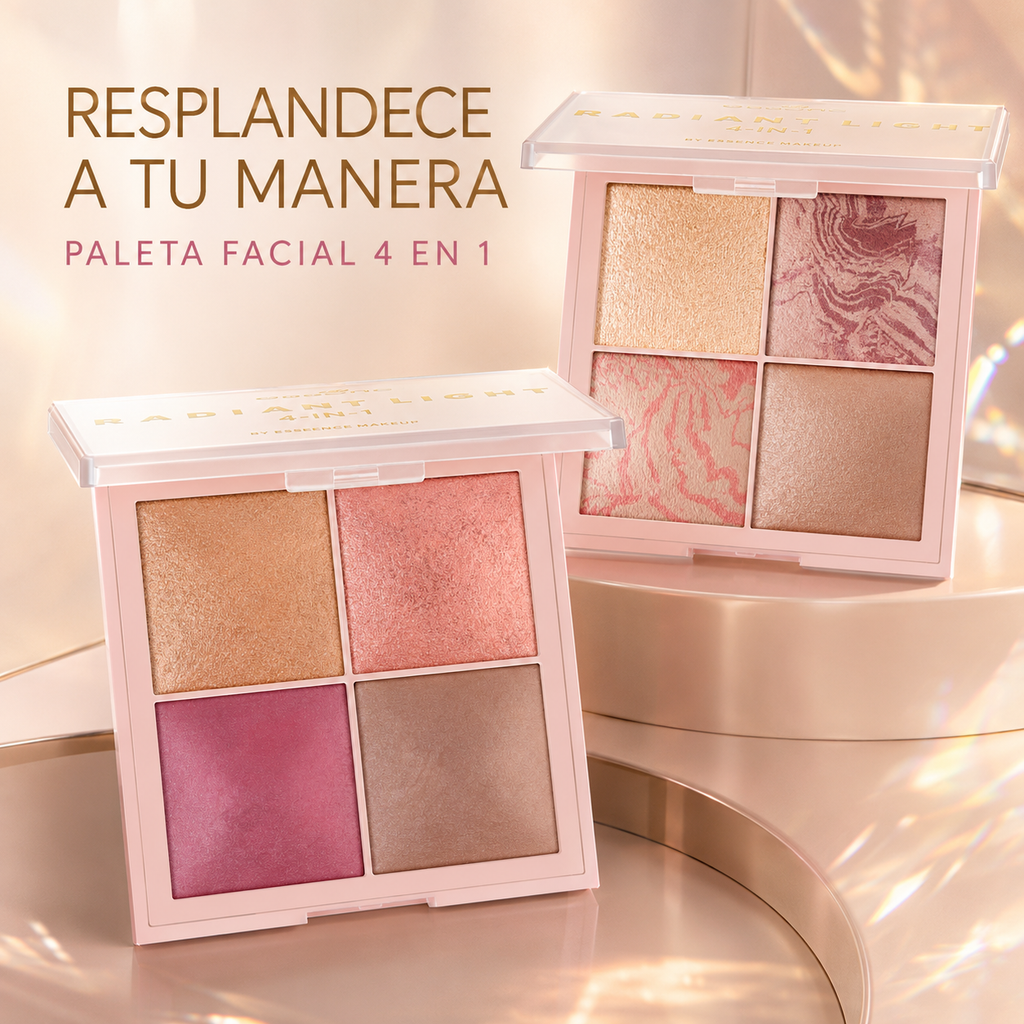 Paleta Facial 4 en 1 Essence Radiant Light – Rubor, Bronceador e Iluminadores