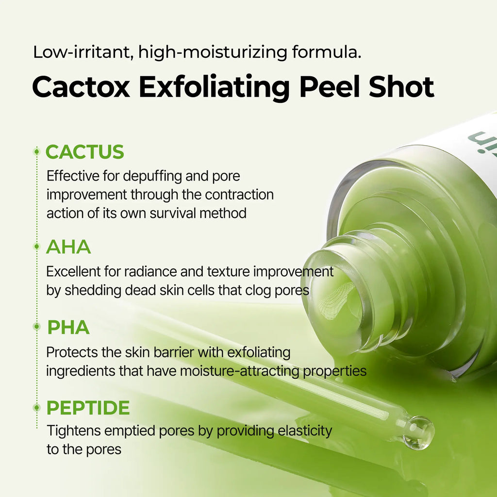 Dr. Melaxin Peel Shot Exfoliating Cactox Serum with AHA & PHA for Enhanced Blackhead and Whitehead Reduction and Pore Tightening