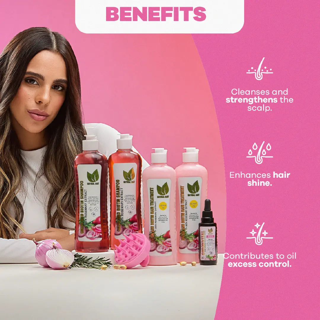 Natural Sant Onion, Rosemary, and Biotin Set with Onionvital Serum Kit and Complimentary Scalp Massager